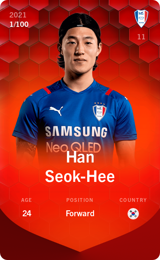 Sorare - Sorare Official - Han Seok-Hee 2021-22 • Rare 1/100 - NFT # 1744271396763566010895149811125304128093406045793031541589766672546779205585