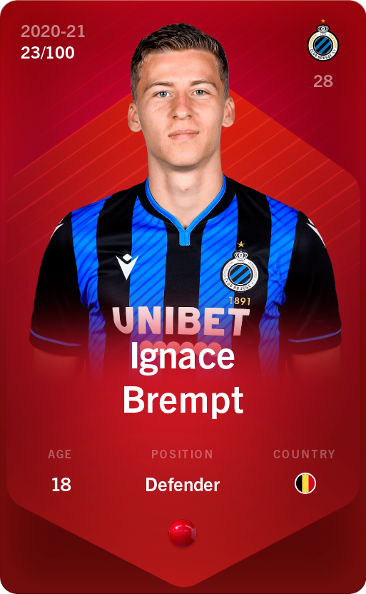Sorare - Sorare Official - Ignace Brempt 2020-21 • Rare 23/100 - NFT # 52465357104468951226983251481378212422906389869886815975677045008619874487090