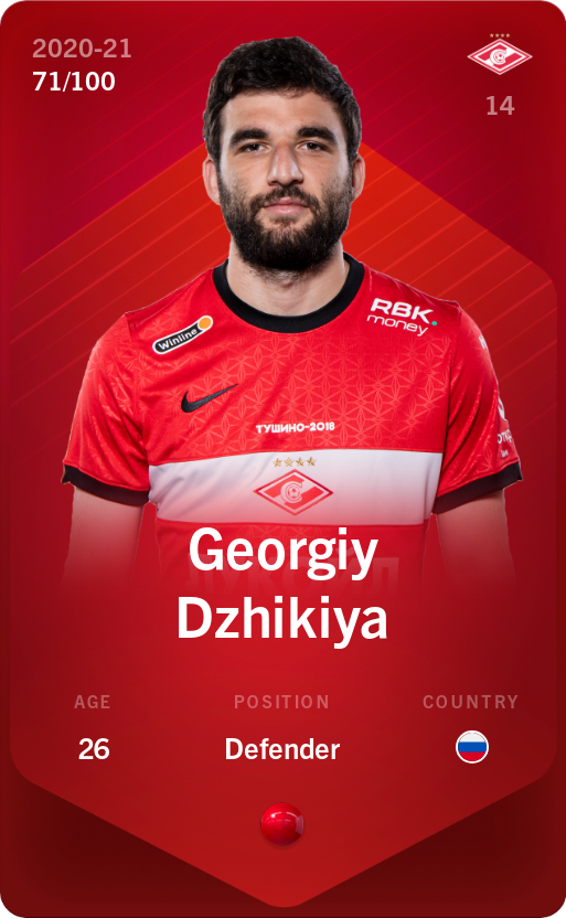 Sorare - Sorare Official - Georgiy Dzhikiya 2020-21 • Rare 71/100 - NFT # 97534227197850266100931121914418162425900206418435322565815345237214109574577