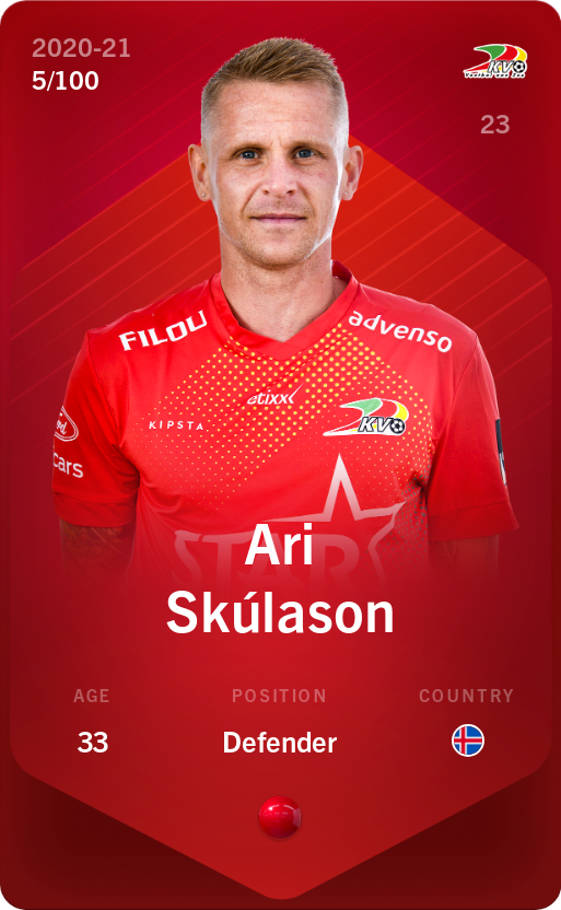 Sorare - Sorare Official - Ari Skúlason 2020-21 • Rare 5/100 - NFT # 5275772024082512537864694070893381450673295148293906946017169663604724390333
