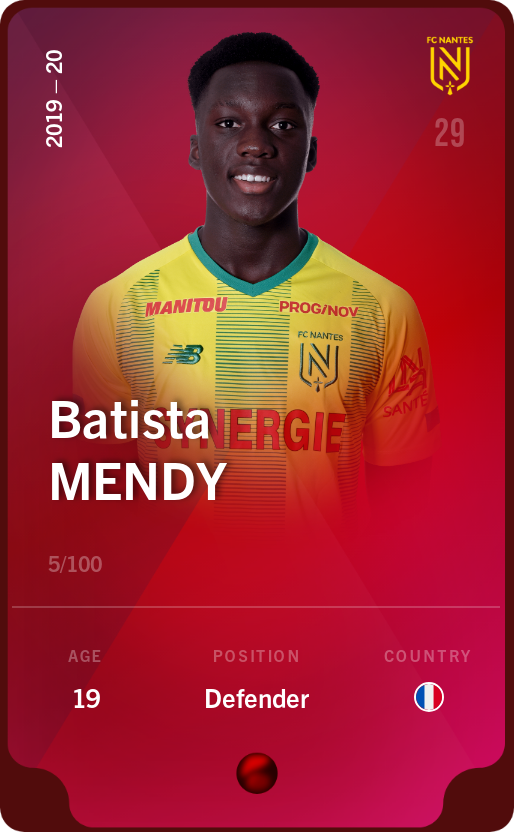 Sorare - Sorare Official - Batista Mendy 2019-20 • Rare 5/100 - NFT # 80756769364631880742096226699687608358333841399582521662824033367640128669438