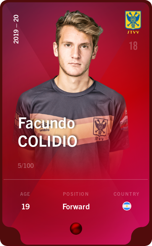Sorare - Sorare Official - Facundo Colidio 2019-20 • Rare 5/100 - NFT # 47929062153234916473290509334643719610838068200542045001792376596157217987558