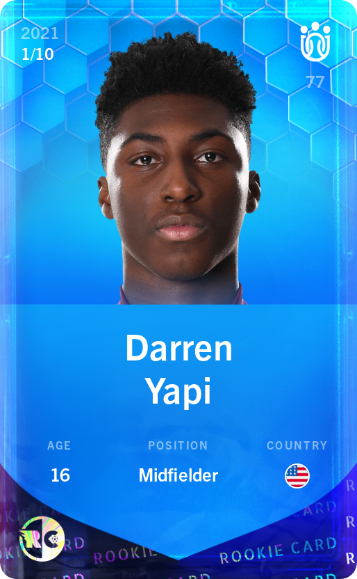 Sorare - Sorare Official - Darren Yapi 2021-22 • Super Rare 1/10 - NFT # 96560712682021531179025823730293081000771351830949578126346015226641195590990