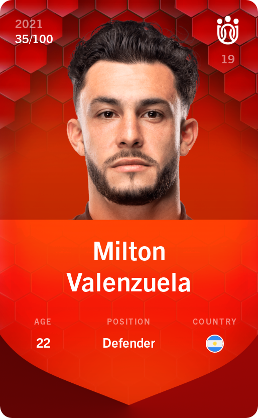 Sorare - Sorare Official - Milton Valenzuela 2021-22 • Rare 35/100 - NFT # 674107218039077119477473077444943087087327943258964765101153022277357705881