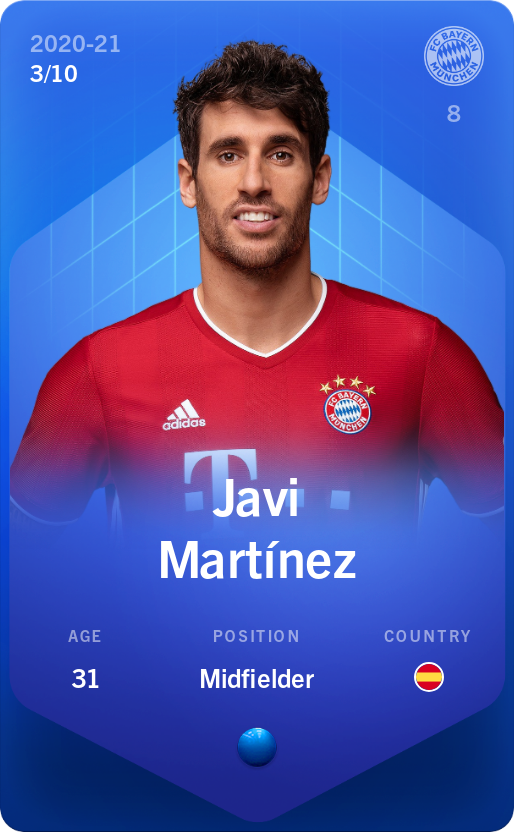 Sorare - Sorare Official - Javi Martínez 2020-21 • Super Rare 3/10 - NFT # 63010656338936611624213839468936975854113279580885531281355718648838680926105