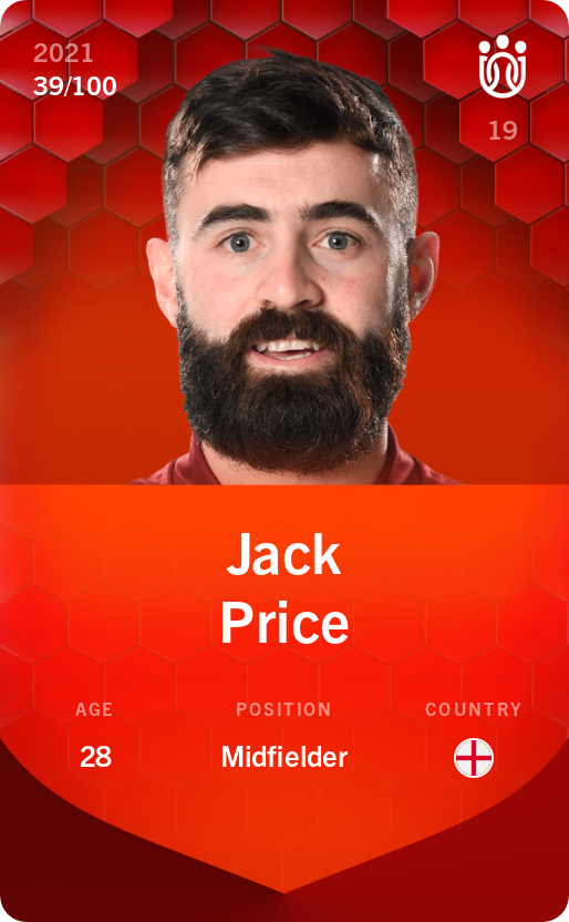 Sorare - Sorare Official - Jack Price 2021-22 • Rare 39/100 - NFT # 23994534399838640919625209177568696088721726532070775475340972744810794401896