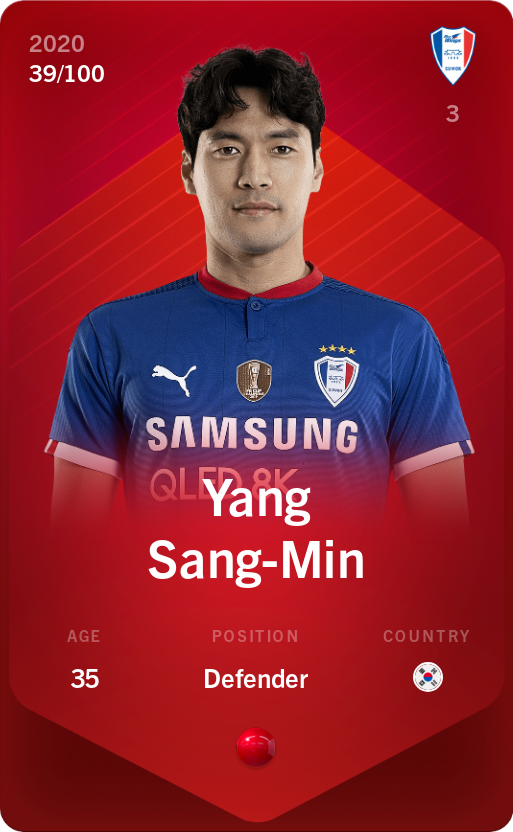 Sorare - Sorare Official - Yang Sang-Min 2020-21 • Rare 39/100 - NFT # 51091065024784440147642153397958768952679025771810146060358382373650164327168