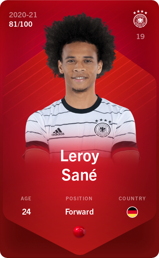 Sorare - Sorare Official - Leroy Sané 2020-21 • Rare 81/100 - NFT # 64040289840498529916630259226510209441849751254556743065030052109994125157357