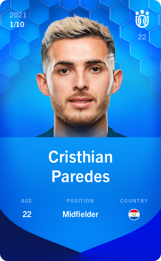 Sorare - Sorare Official - Cristhian Paredes 2021-22 • Super Rare 1/10 - NFT # 115680312890667513145519957391170253050396553772275949223912224265454645842297