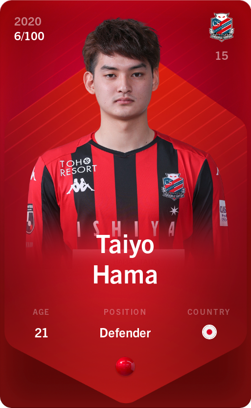 Sorare - Sorare Official - Taiyo Hama 2020-21 • Rare 6/100 - NFT # 54764353808117126824805737706220934491527782565321525675814272951276732369550