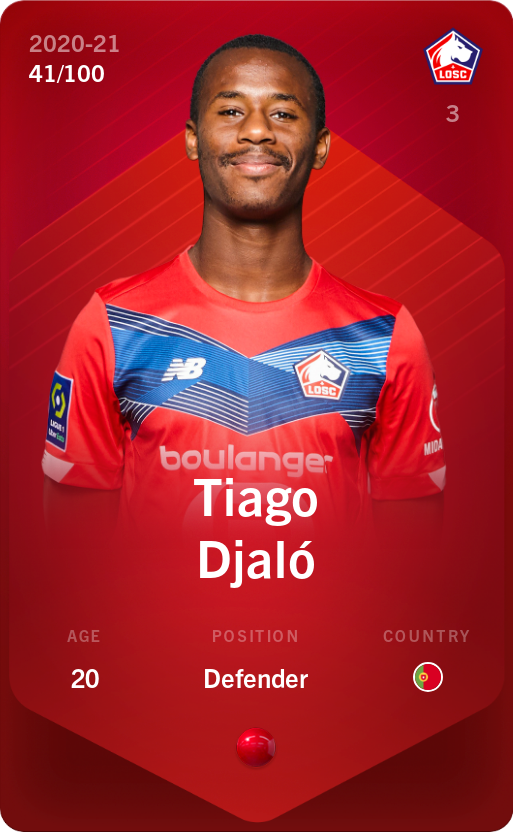 Sorare - Sorare Official - Tiago Djaló 2020-21 • Rare 41/100 - NFT # 32047974185667668128169771872612836258989984981192969183837513716401201728191