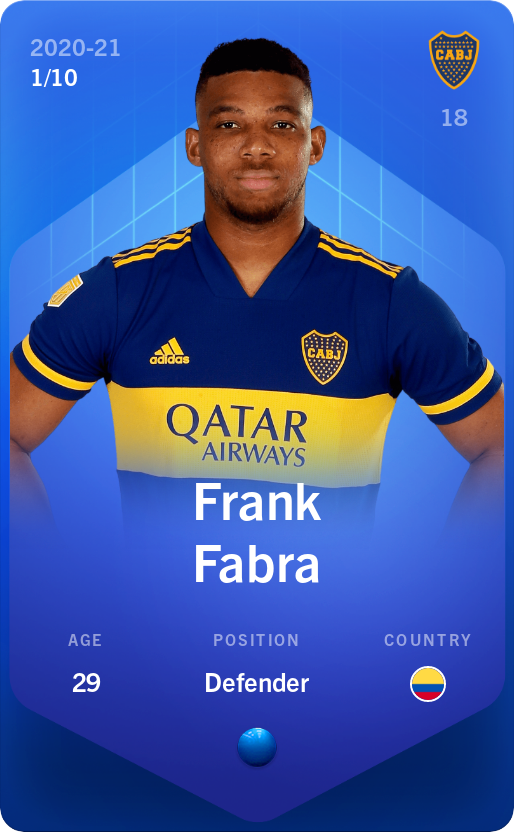 Sorare - Sorare Official - Frank Fabra 2020-21 • Super Rare 1/10 - NFT # 29927311430631997018543906597907566476797306253099415256633568047923789262991