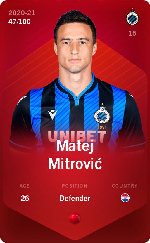 Sorare - Sorare Official - Matej Mitrović 2020-21 • Rare 47/100 - NFT # 27603184231658485008121245250778822064292510576088331608076568202650769228760