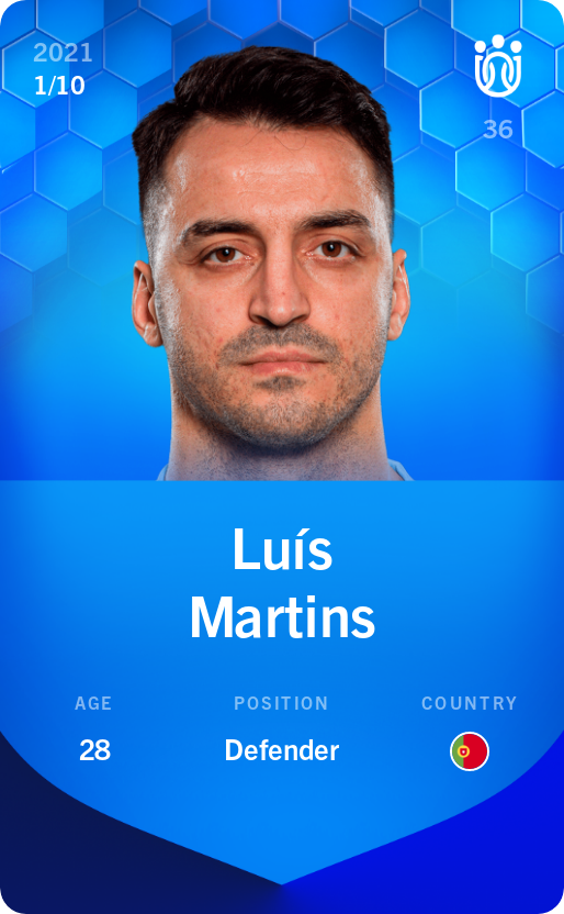 Sorare - Sorare Official - Luís Martins 2021-22 • Super Rare 1/10 - NFT # 30682460018205896400976299960642809610509309333411296584138195160133176752809