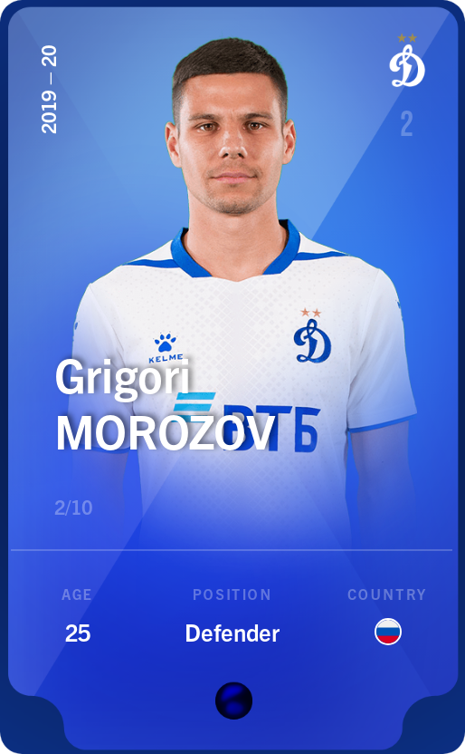 Sorare - Sorare Official - Grigori Morozov 2019-20 • Super Rare 2/10 - NFT # 60303321014564251435797253479861563018571778157308026814502410831159621652241