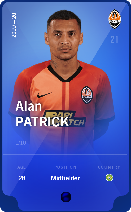 Sorare - Sorare Official - Alan Patrick 2019-20 • Super Rare 1/10 - NFT # 39114321627741688180845045046944239275886019362417662087688121641417253747731