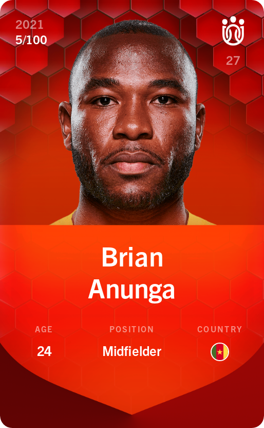 Sorare - Sorare Official - Brian Anunga 2021-22 • Rare 5/100 - NFT # 29679874742622332496089899790466041696529474714438156383717853259269696966123