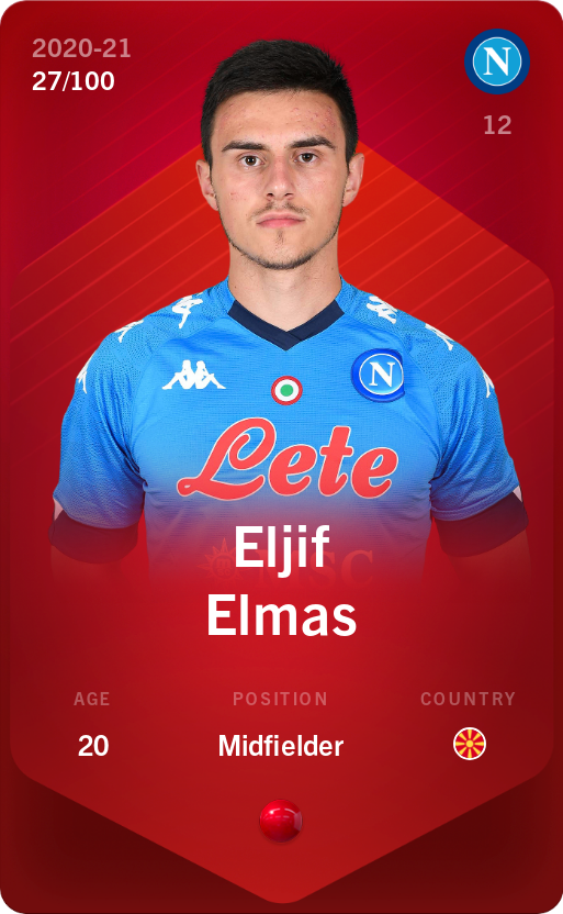 Sorare - Sorare Official - Eljif Elmas 2020-21 • Rare 27/100 - NFT # 56963874550329011388317666808962730751203016097364342315011578120986377051430