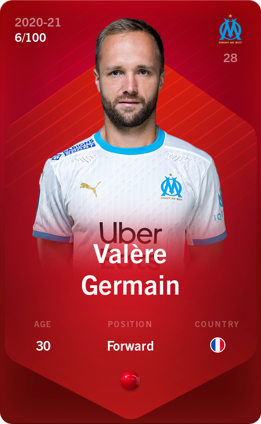 Sorare - Sorare Official - Valère Germain 2020-21 • Rare 6/100 - NFT # 113861749111365435044381660712743476325158521492507157092193023751007623890633