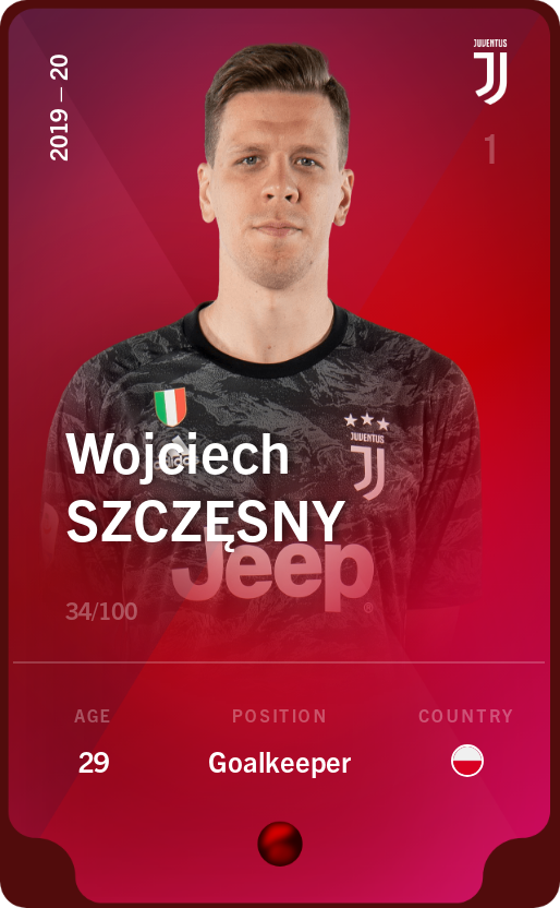 Sorare - Sorare Official - Wojciech Szczęsny 2019-20 • Rare 34/100 - NFT # 62575564475767674699042332383955186021089454849788157957634429317194992516632