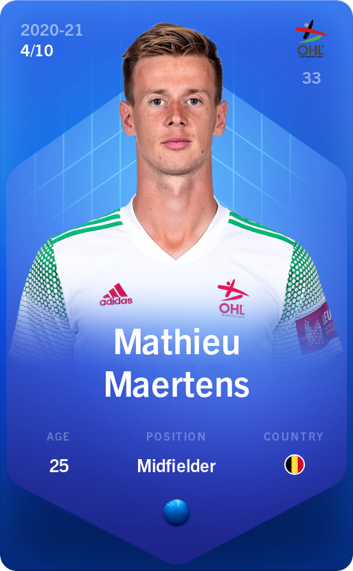 Sorare - Sorare Official - Mathieu Maertens 2020-21 • Super Rare 4/10 - NFT # 94545115627483271150337387980152877258521650007393120616640057639829139085027