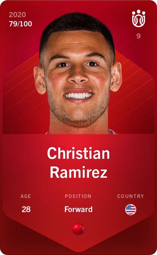 Sorare - Sorare Official - Christian Ramirez 2020-21 • Rare 79/100 - NFT # 6310996186320124986577397099495418838787721892621038771461271751796862744418