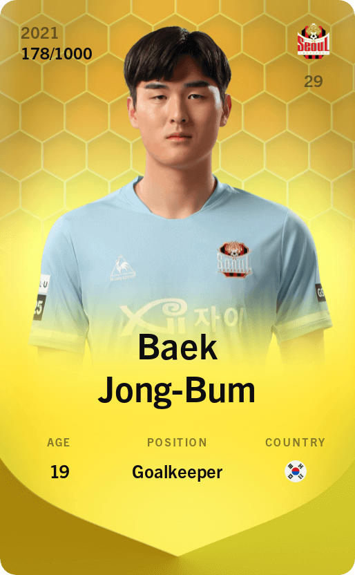 Baek Jong-Bum 2021-22 • Limited 178/1000