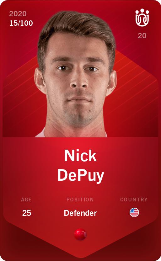 Sorare - Sorare Official - Nick DePuy 2020-21 • Rare 15/100 - NFT # 11018586983237591196298909272880674431563113277616691070081046483170881945517