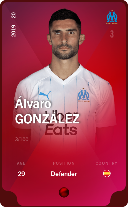 Sorare - Sorare Official - Álvaro González 2019-20 • Rare 3/100 - NFT # 36608191454900137272532427031692664429630421290383215367215147194689498707909