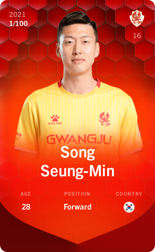 Sorare - Sorare Official - Song Seung-Min 2021-22 • Rare 1/100 - NFT # 38878793004444402628705071320823634566408801936455307074319269559414598495522