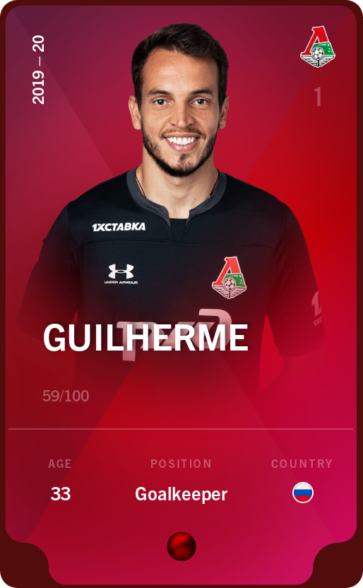 Sorare - Sorare Official - Guilherme 2019-20 • Rare 59/100 - NFT # 24734035618086699988998085035877949714133133981306509794705910746284895725716