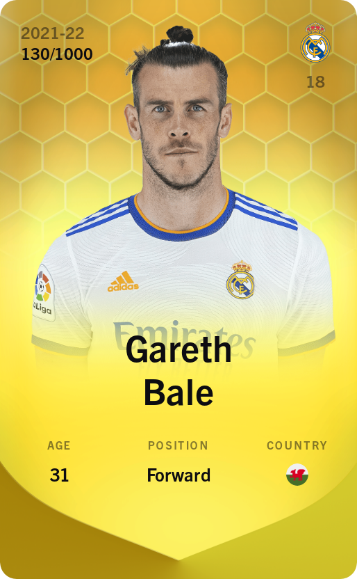 Sorare - Sorare Official - Gareth Bale 2021-22 • Limited 130/1000 - NFT # 99393105648245815618060023998237099784376512416758477617612346644046254412984