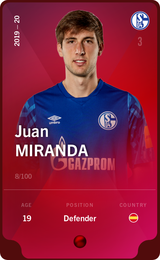 Sorare - Sorare Official - Juan Miranda 2019-20 • Rare 8/100 - NFT # 59661845795726759435756424681814527898645283566079551498226245036283038444278