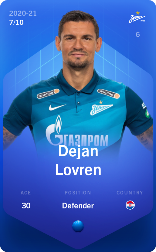 Sorare - Sorare Official - Dejan Lovren 2020-21 • Super Rare 7/10 - NFT # 91802376539271347046172125611586335504147917012882649221116635585849131056621