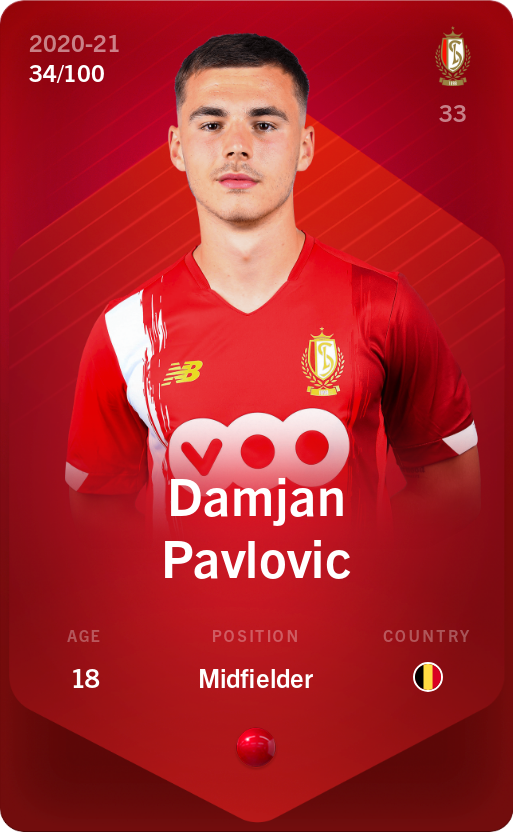 Sorare - Sorare Official - Damjan Pavlovic 2020-21 • Rare 34/100 - NFT # 65751087878887506587237376044838188407469631834616096370457922880206984285735