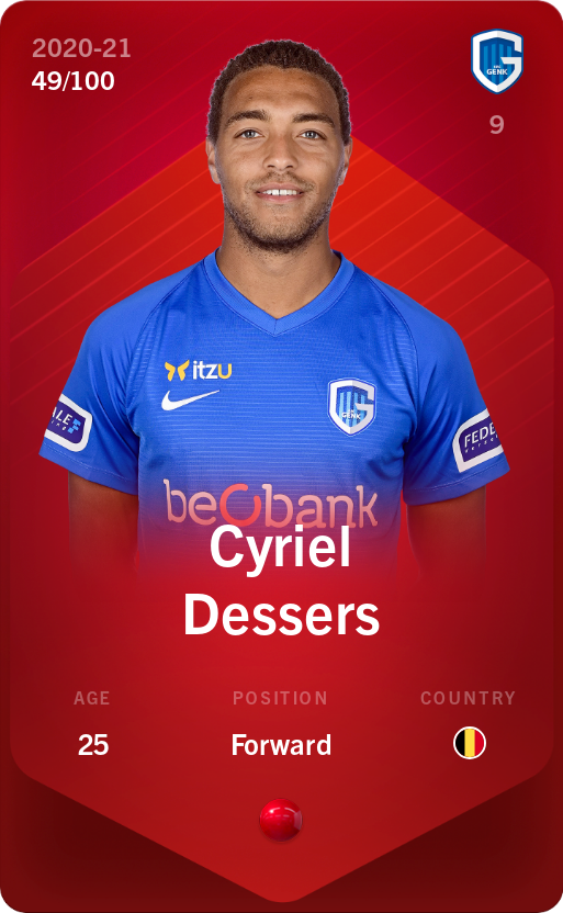 Sorare - Sorare Official - Cyriel Dessers 2020-21 • Rare 49/100 - NFT # 71335562122070828887389329241690531488038935282110613973679201018268030425959