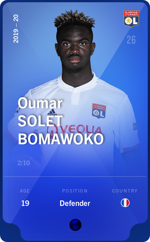 Sorare - Sorare Official - Oumar Solet Bomawoko 2019-20 • Super Rare 2/10 - NFT # 10082538634228657023626652660650335761508855545187844037737932996354596329820