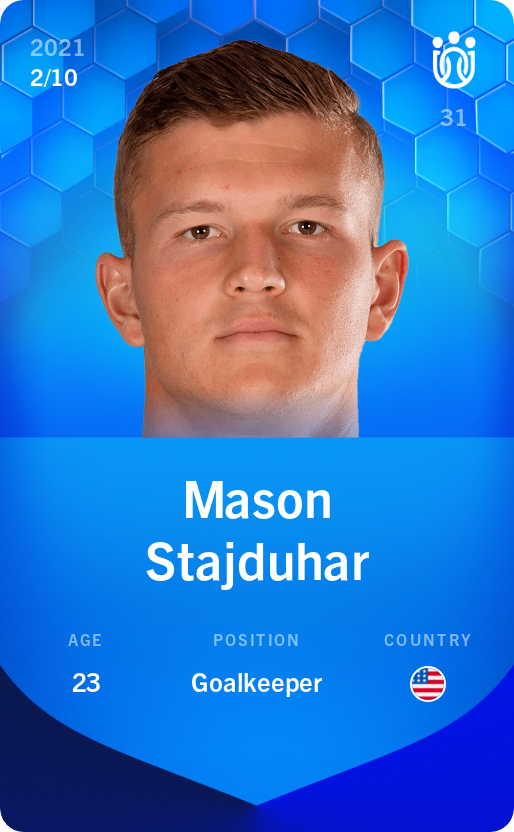 Sorare - Sorare Official - Mason Stajduhar 2021-22 • Super Rare 2/10 - NFT # 107076140778555731257561194925586756811100790504044438578396787162747620296141
