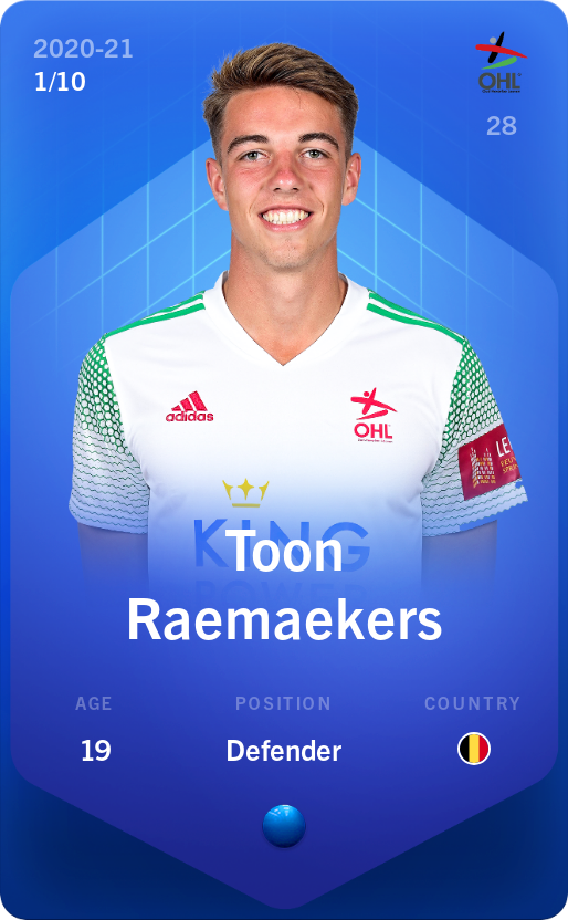 Sorare - Sorare Official - Toon Raemaekers 2020-21 • Super Rare 1/10 - NFT # 91386299493050740215439012459245353790941704923210752432462230955003659761573