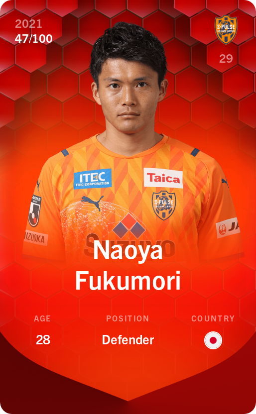 Sorare - Sorare Official - Naoya Fukumori 2021-22 • Rare 47/100 - NFT # 34578562122758798762451420562245145212717432715176722735772776829939086002868