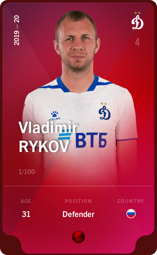 Sorare - Sorare Official - Vladimir Rykov 2019-20 • Rare 1/100 - NFT # 103467612901841727672383647981108601442341623402361354655721107494571338996832