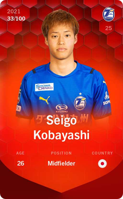 Sorare - Sorare Official - Seigo Kobayashi 2021-22 • Rare 33/100 - NFT # 77562872525288099651570026870327600510263621526468933700814734500830993369257