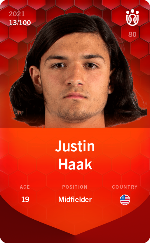 Sorare - Sorare Official - Justin Haak 2021-22 • Rare 13/100 - NFT # 87504668533477349788172348032925833348279345344259137900781828187349827112140