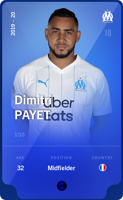 Sorare - Sorare Official - Dimitri Payet 2019-20 • Super Rare 1/10 - NFT # 49417091918504629578262421354167403690195882704929244229330096801762964268045