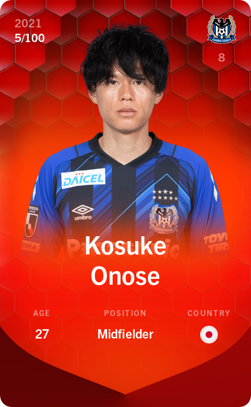 Sorare - Sorare Official - Kosuke Onose 2021-22 • Rare 5/100 - NFT # 63622693826529497961774606414705858003930616975973489571811052163104486589254