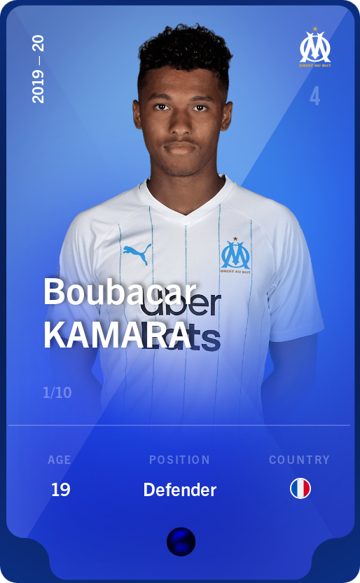 Sorare - Sorare Official - Boubacar Kamara 2019-20 • Super Rare 1/10 - NFT # 44876679731043210849832695365768617715690372600878614794784978431237811427206