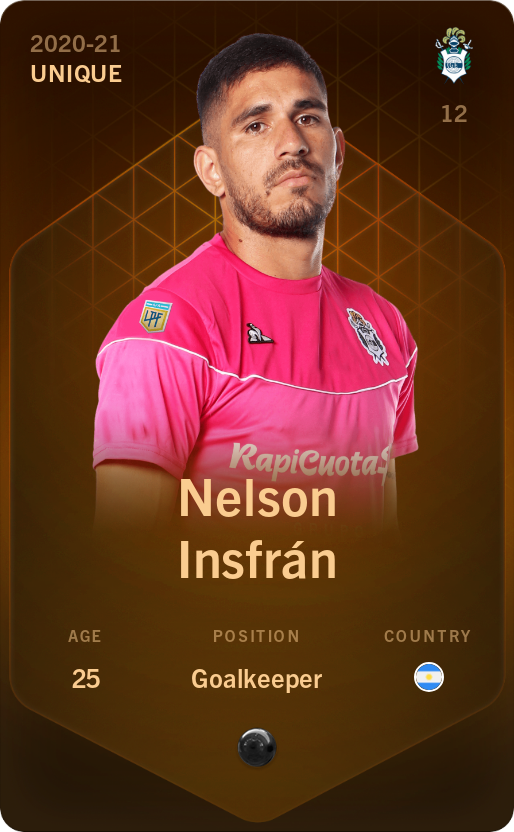 Sorare - Sorare Official - Nelson Insfrán 2020-21 • Unique - NFT # 96564682089484440022842772103908906679376934034783005414065235349788497739850