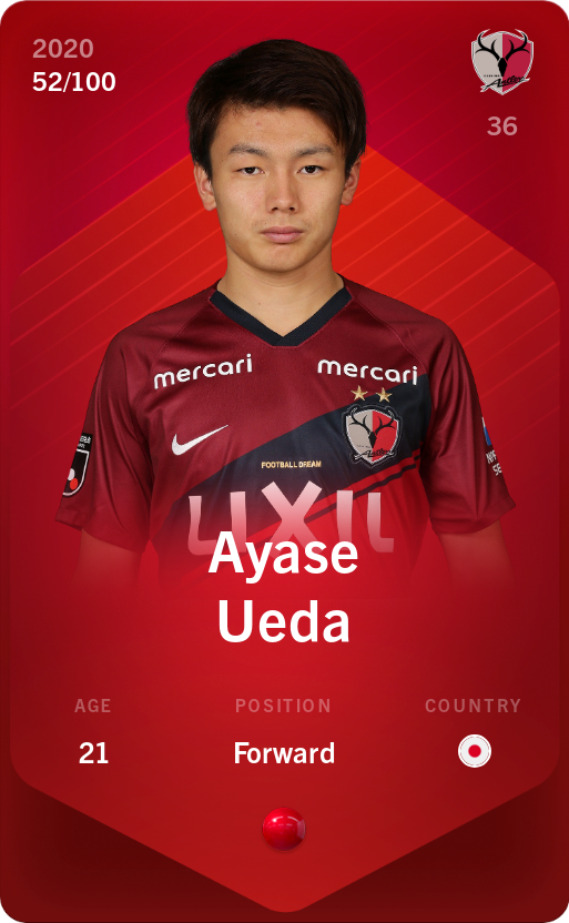 Sorare - Sorare Official - Ayase Ueda 2020-21 • Rare 52/100 - NFT # 8090271157068671657165833338782617026955612794769561651885824031129222252819