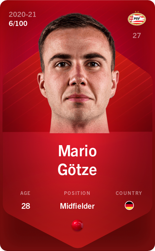 Sorare - Sorare Official - Mario Götze 2020-21 • Rare 6/100 - NFT # 96775696206337211357919306689212325361294526996108684589857716217869822189607