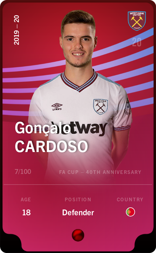 Sorare - Sorare Official - Gonçalo Cardoso 2019-20 • Rare 7/100 - NFT # 67230158392904525224690634616664632485605272073031088218933768095120181283080